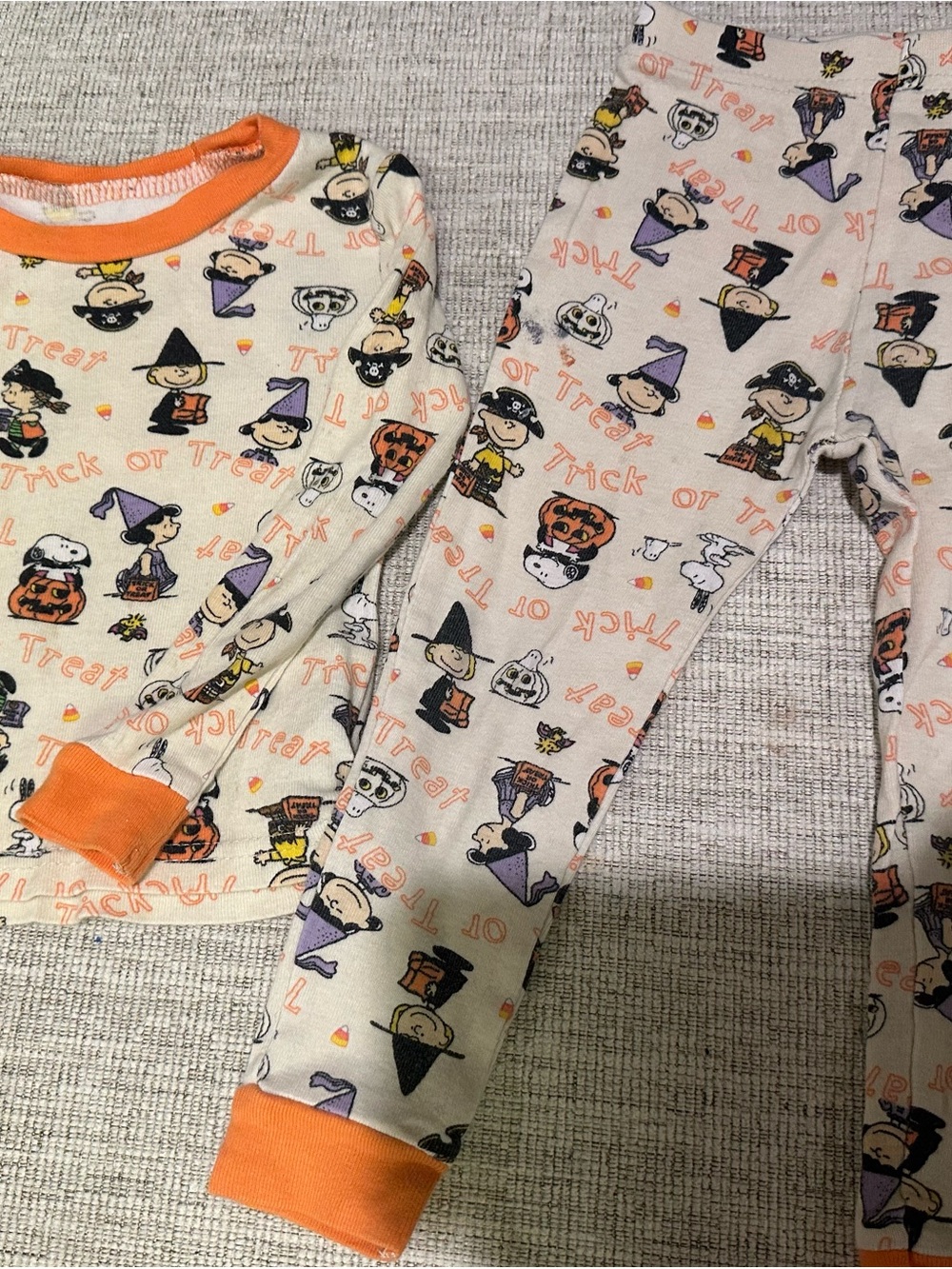 Kids Halloween Character Sleep Set - Orange Trim Size 2T Cotton